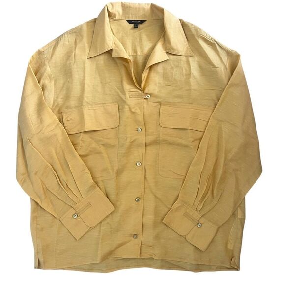 MASSIMO DUTTI Yellow Silky Shirt Size XS - Picture 5 of 6